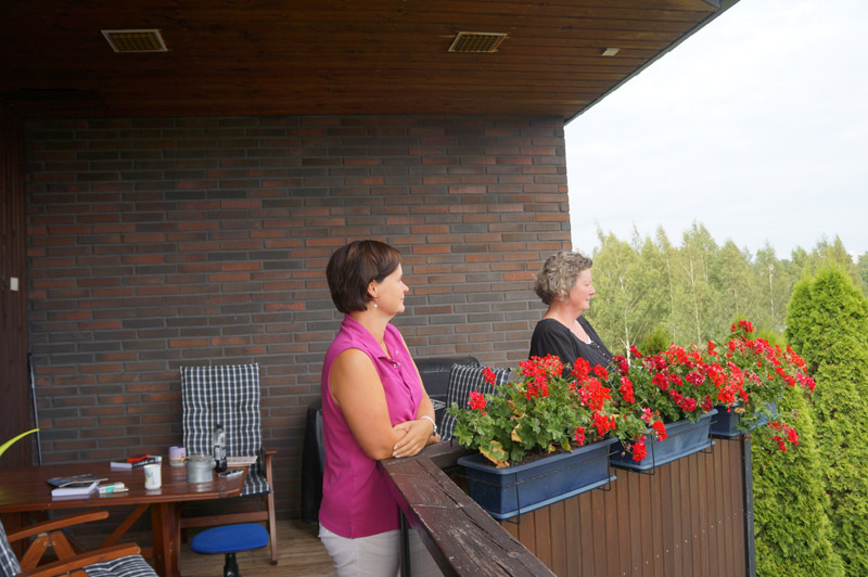 Stina and Charlotte on the balcony